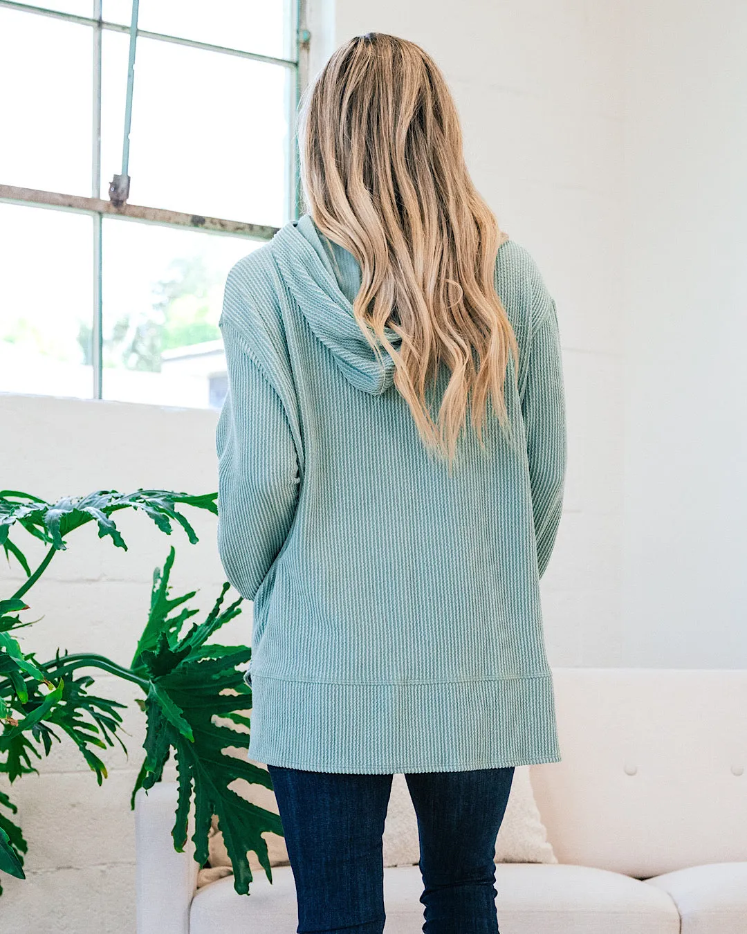 Bria Mint Corded Hooded Top