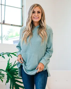 Bria Mint Corded Hooded Top