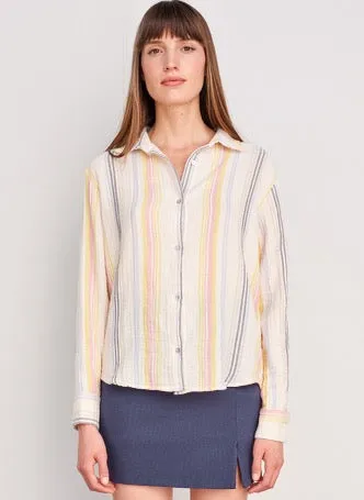 Button Down ~ Cream/ Multi Stripes