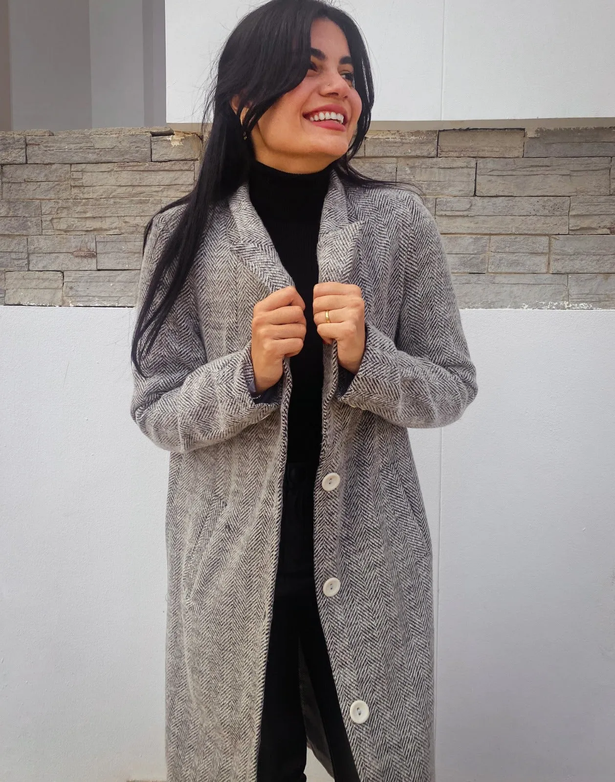 Camilla Tweed Coat Grey