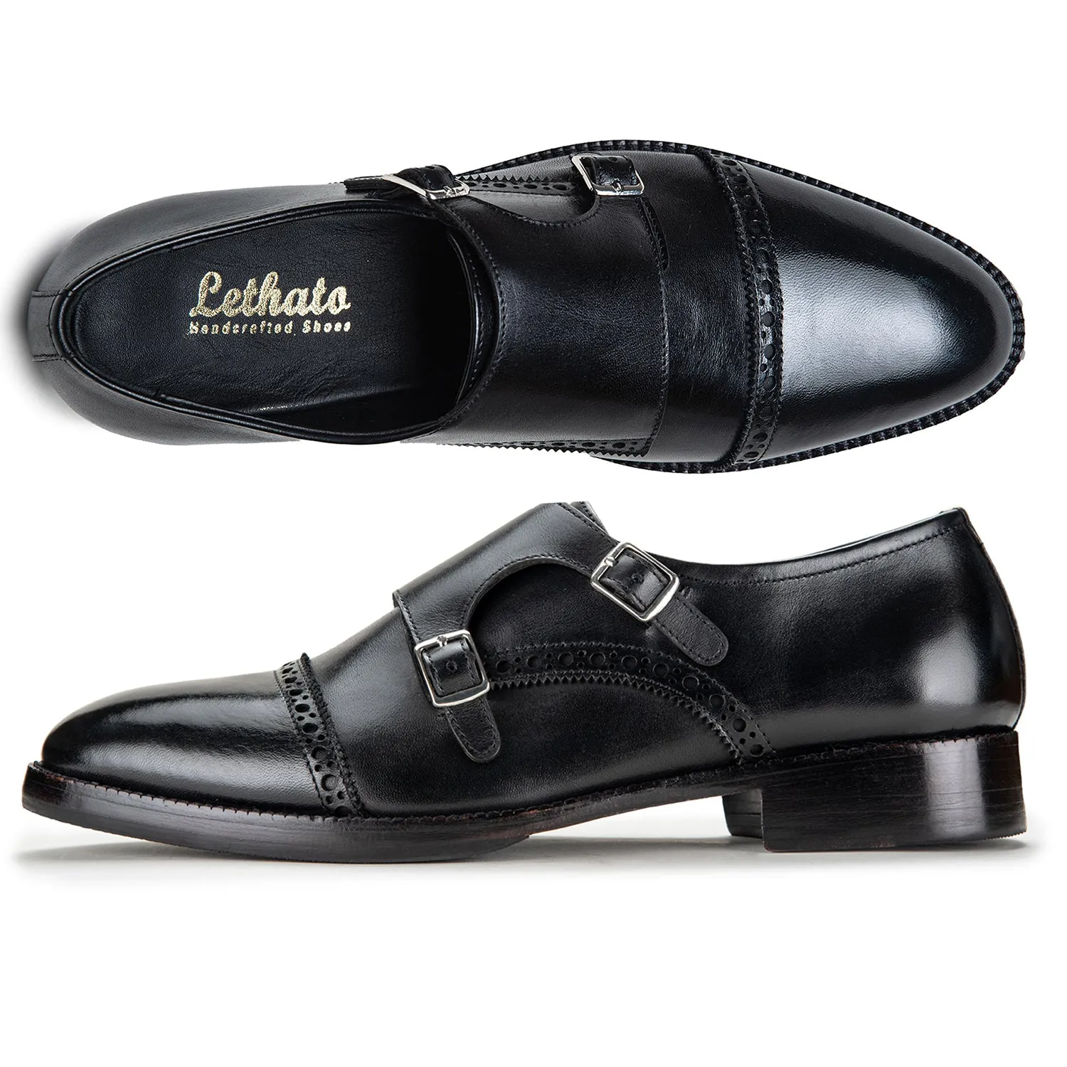 Captoe Double Monk Strap - Black