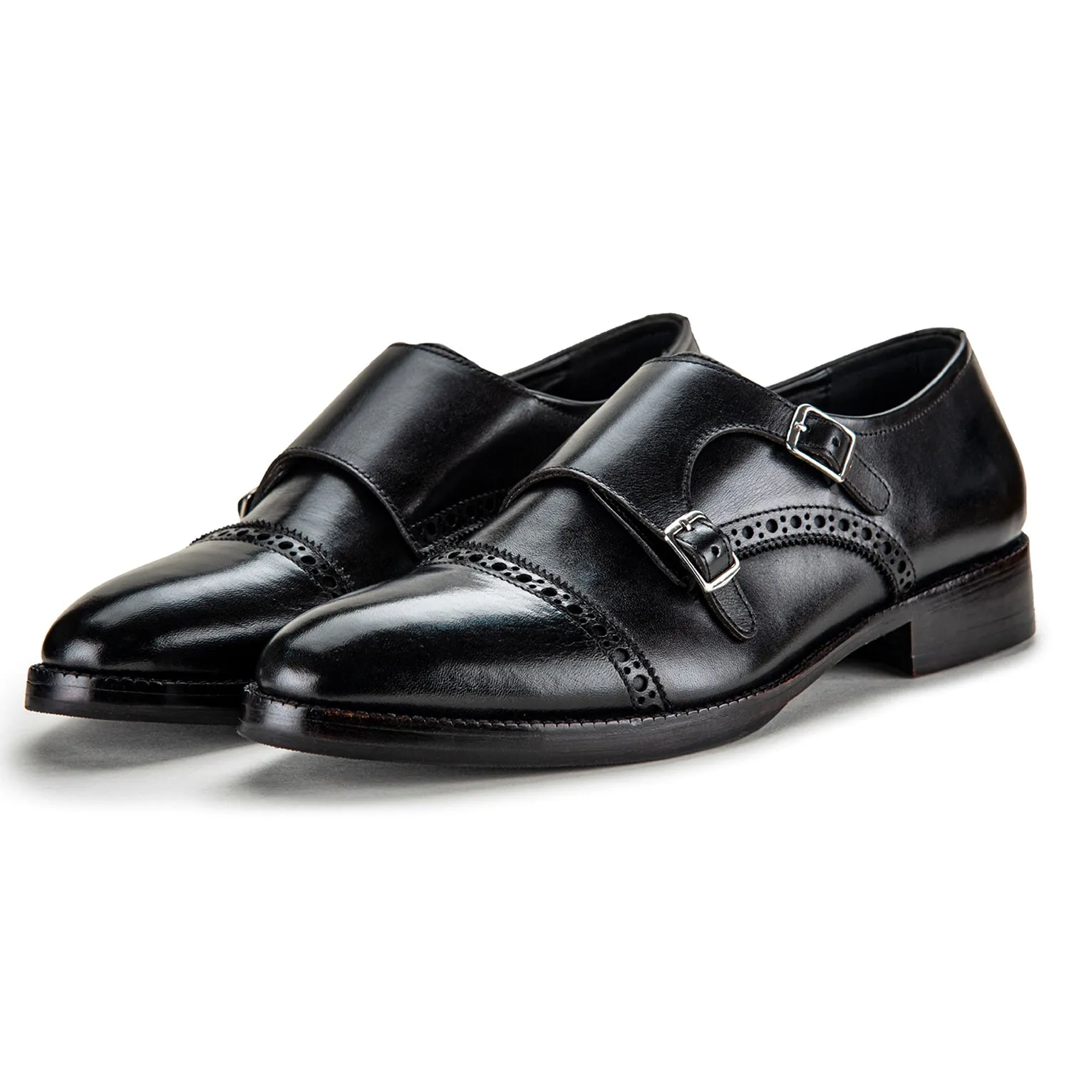 Captoe Double Monk Strap - Black