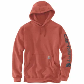 Carhartt Men's Signature Logo Hooded Pullover Sweatshirt_Cayenne Heather