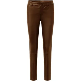 Caroline RW chino stretch leather pant / 14256 - Chocolate