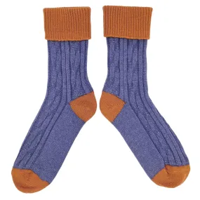 Cashmere Slouch Socks - Lilac & Saffron