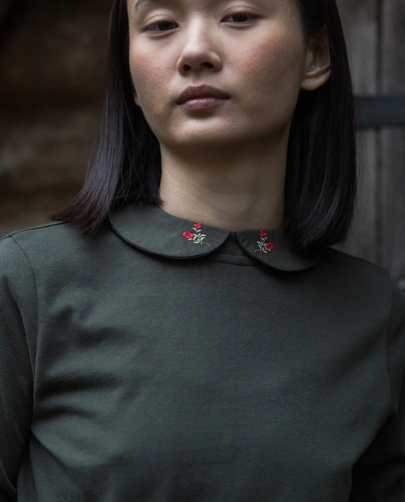 Cecile Organic Cotton Top in Rosin Green