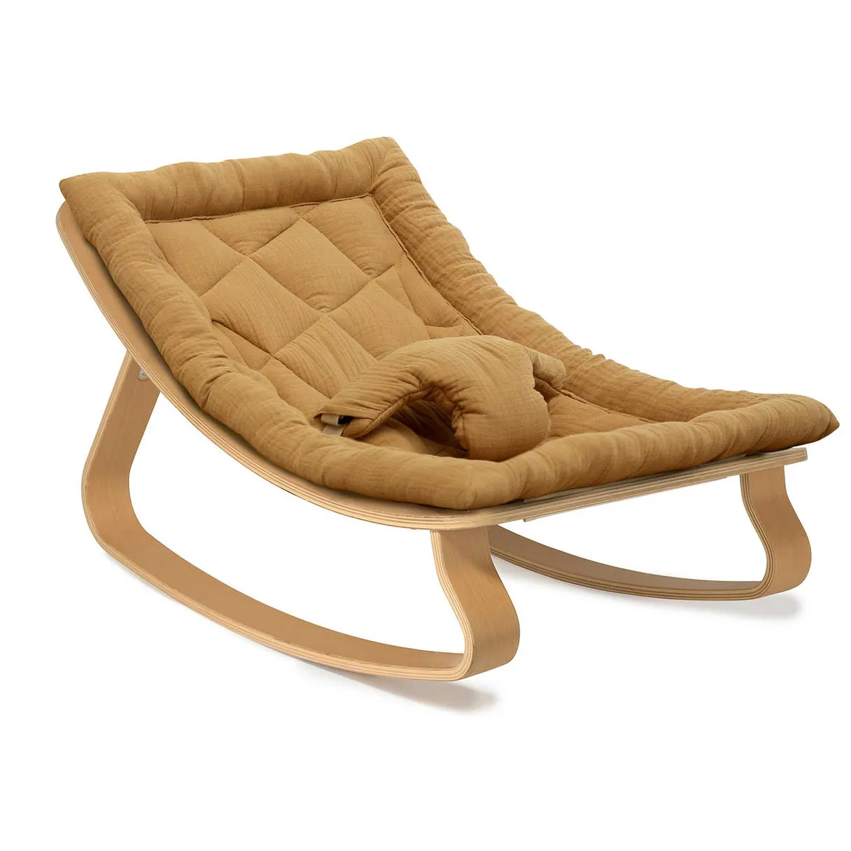 Charlie Crane Levo Baby Rocker in Beech with Camel Cushion