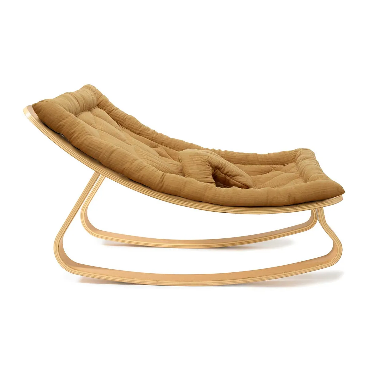 Charlie Crane Levo Baby Rocker in Beech with Camel Cushion