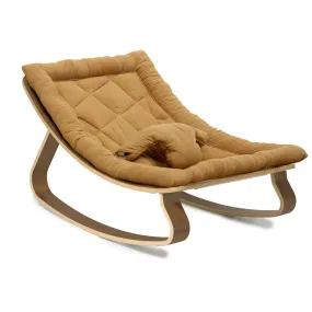 Charlie Crane Levo Baby Rocker in Walnut with Camel Cushion