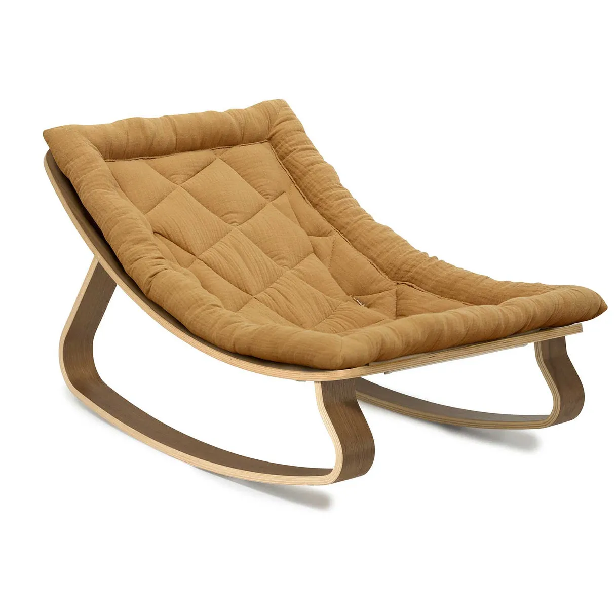 Charlie Crane Levo Baby Rocker in Walnut with Camel Cushion