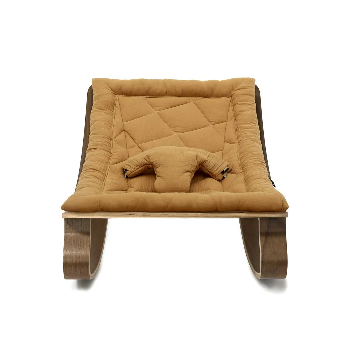 Charlie Crane Levo Baby Rocker in Walnut with Camel Cushion