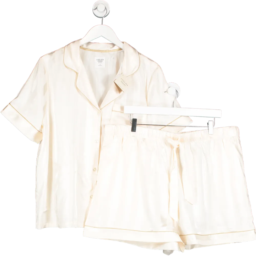 Chelsea Peers Nude Satin Pyjama Set UK 18