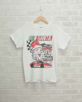 Children's Santa Race Car White Tee