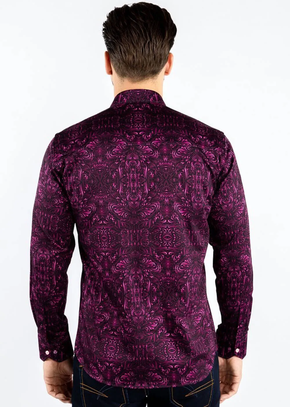 Claudio Lugli Men's Ornament Shirt Fuchsia