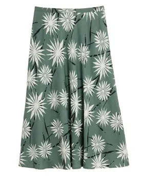 Clemence Linen Blend Skirt - Green Print