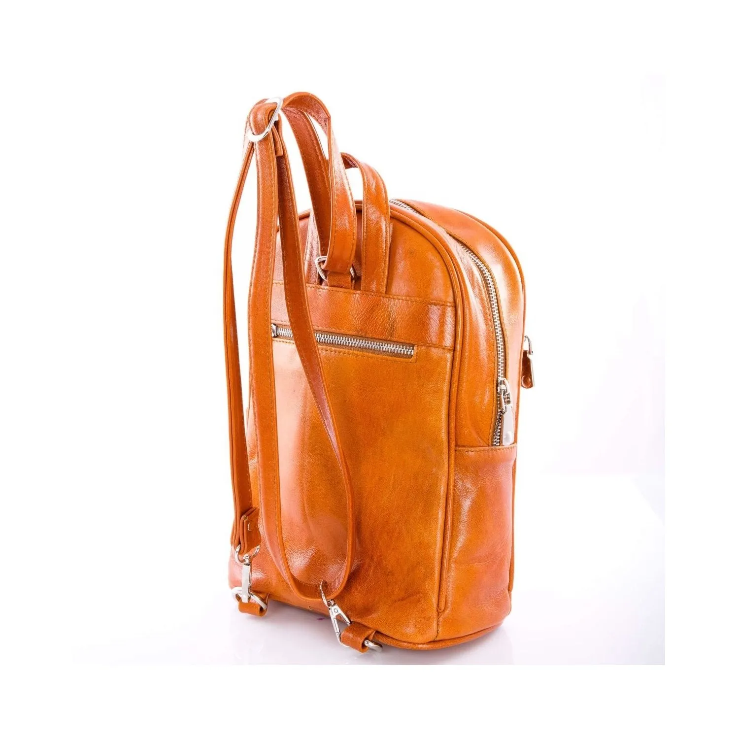 Compact Hot Stamped Unisex Leather Backpack