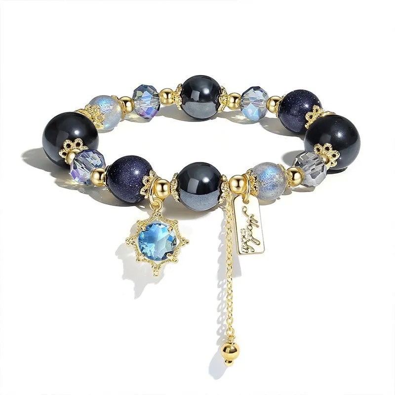 Cool Obsidian Blackstone Moonlight Galaxy Bracelet