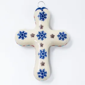 Cross-Ornament in Falling Snow