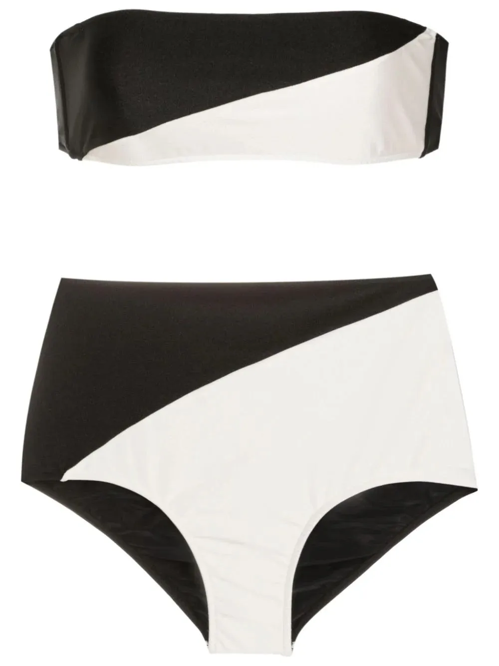 Deco Bicolor High-Waisted Bandeau Bikini