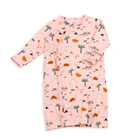 Dino Print Baby Kimono Sleep Gown (Organic Cotton)