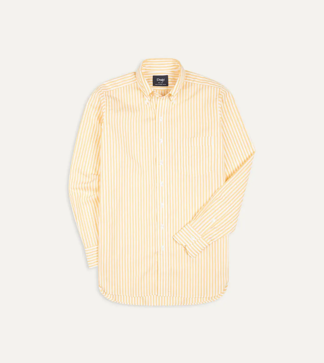 Drake's Bengal Stripe Poplin Button-Down Shirt / Yellow