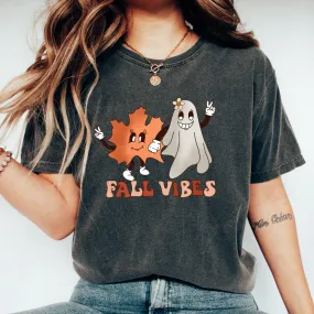 FALL VIBES LEAF AND GH0ST T-SHIRT