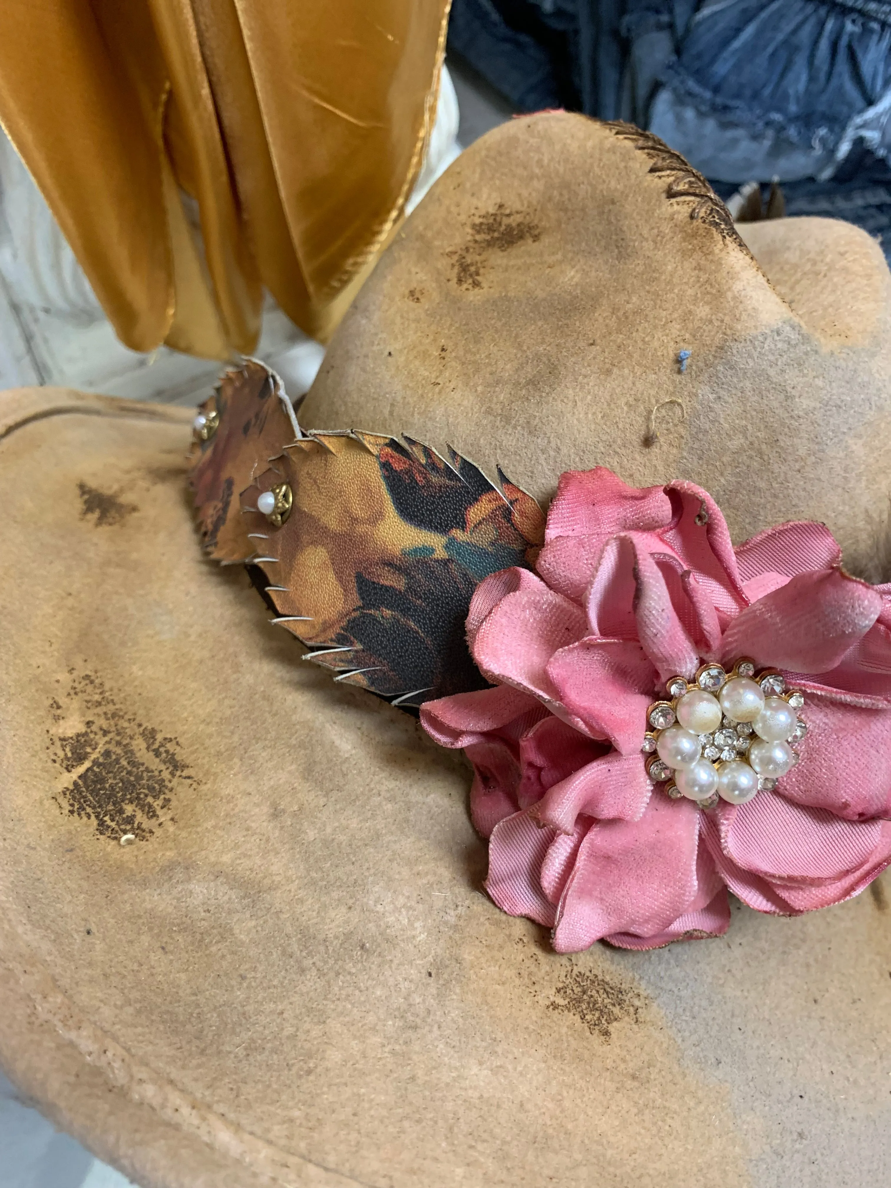 Flower A Rare Bird Leather Hat Band - Pink