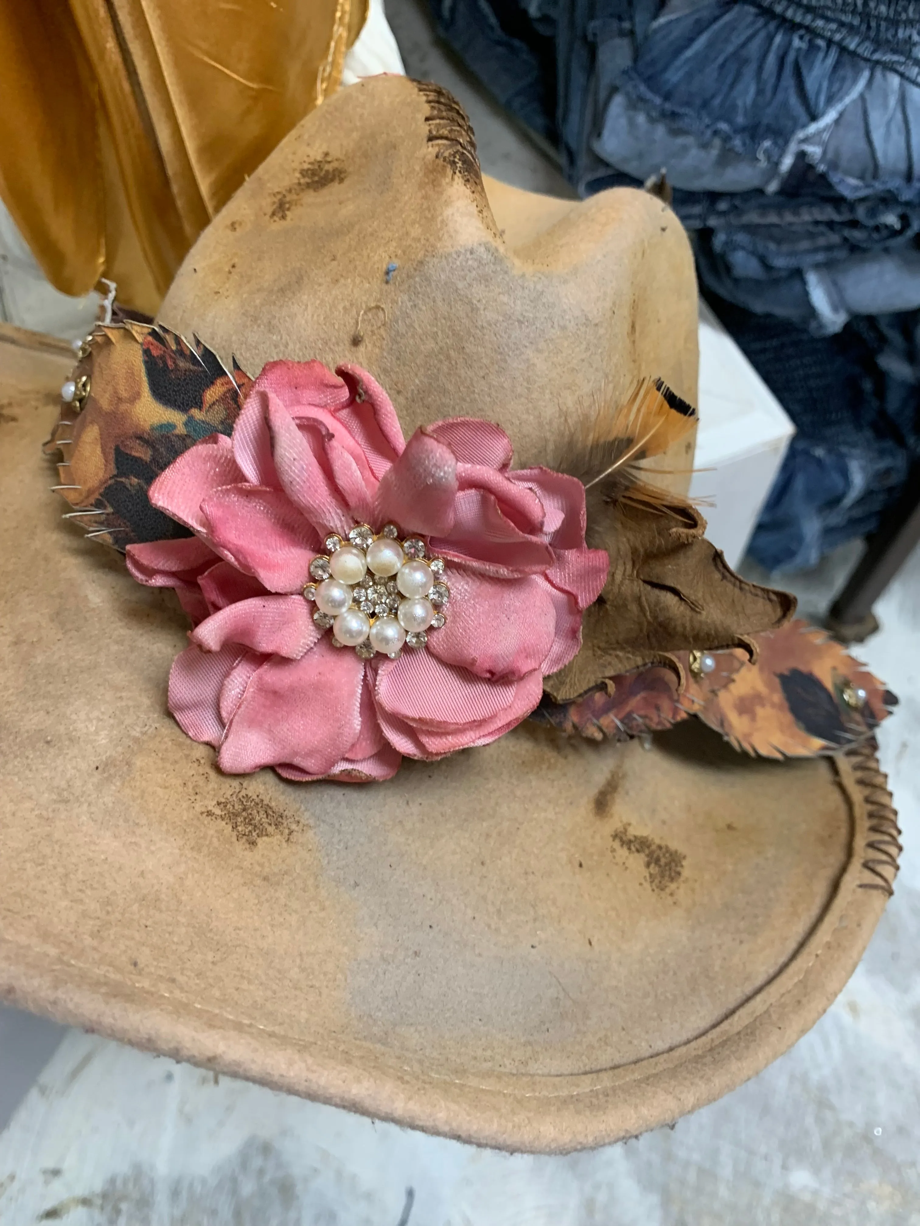 Flower A Rare Bird Leather Hat Band - Pink