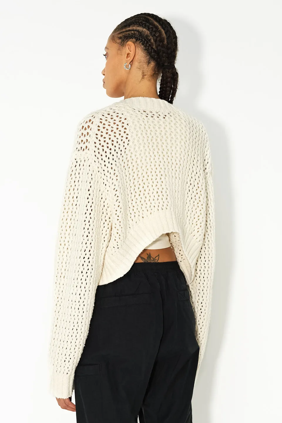 Foam Boucle Cropped Cardigan / Natural