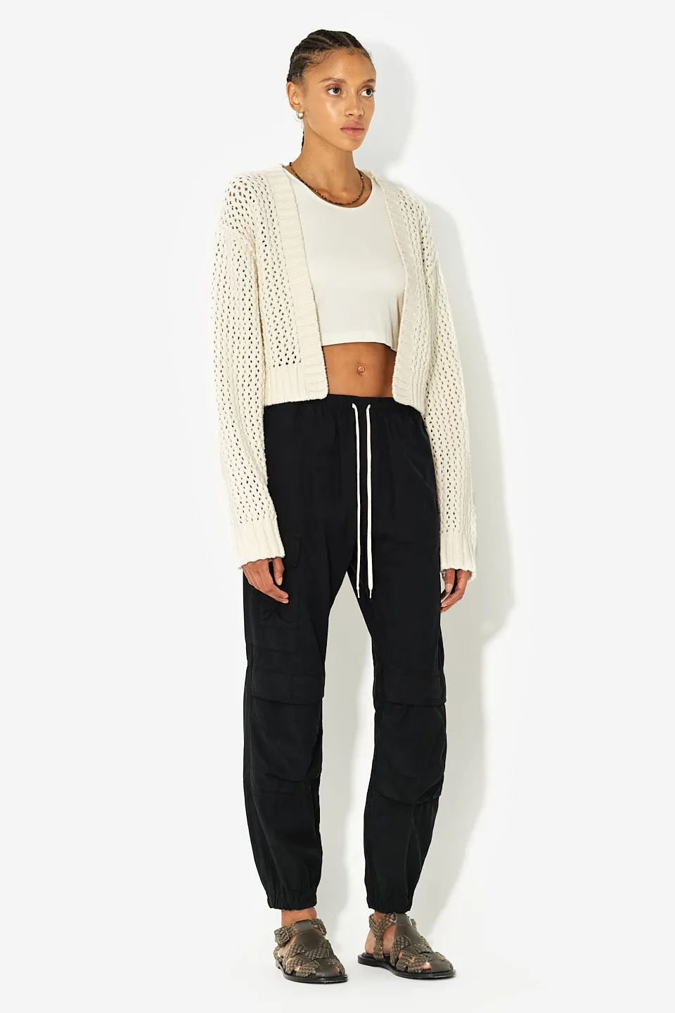 Foam Boucle Cropped Cardigan / Natural