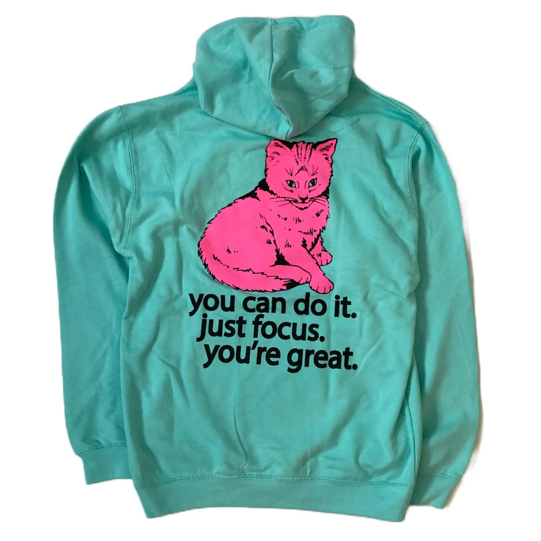 Focus Cat Hoodie - Bubble Gum Surf