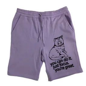 Focus Cat Sweat Shorts - Lavender