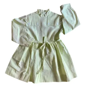 French Vintage 1960's Lime Green Thinstripes Dress/Blouse  / 6-8Y