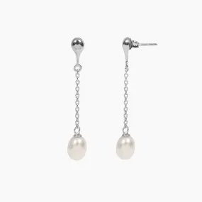 Freshwater Pearl Drop Earrings (Silver)