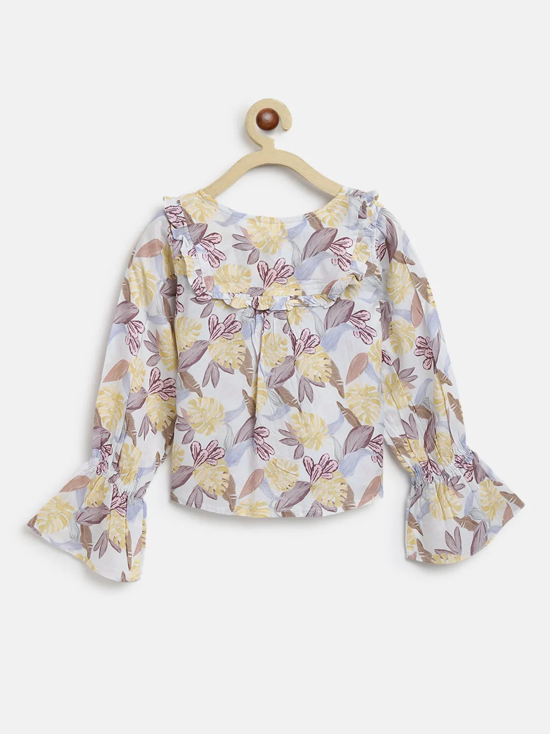 Girls Multicolor Floral Print Top