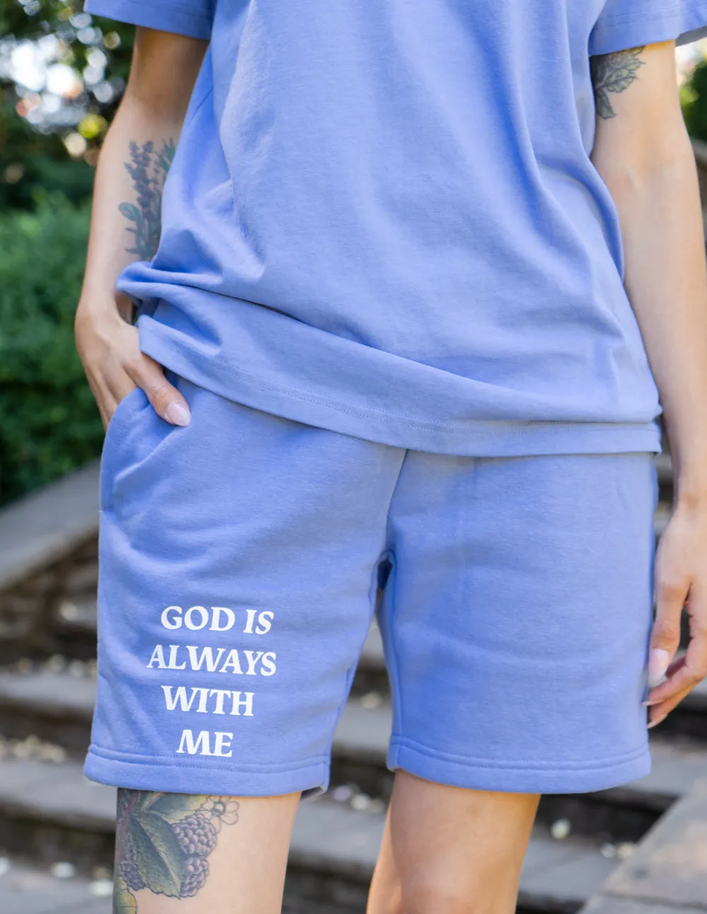 God is Always With Me Blue Unisex Short