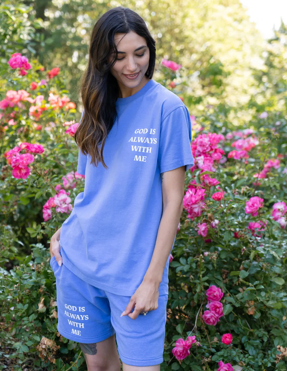 God is Always With Me Blue Unisex Short