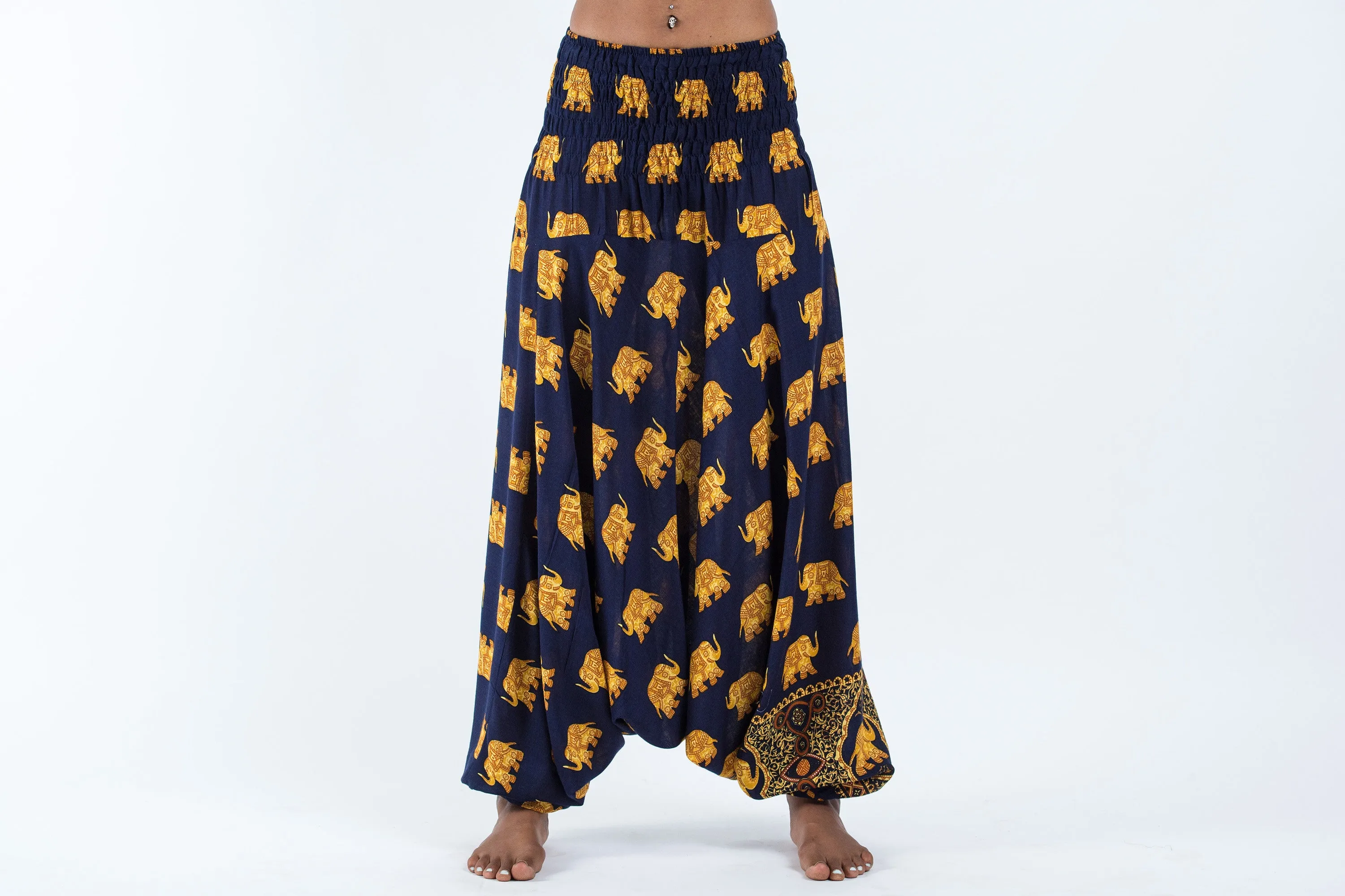 Golden Elephant 2-in-1 Jumpsuit Elephant Pants in Navy