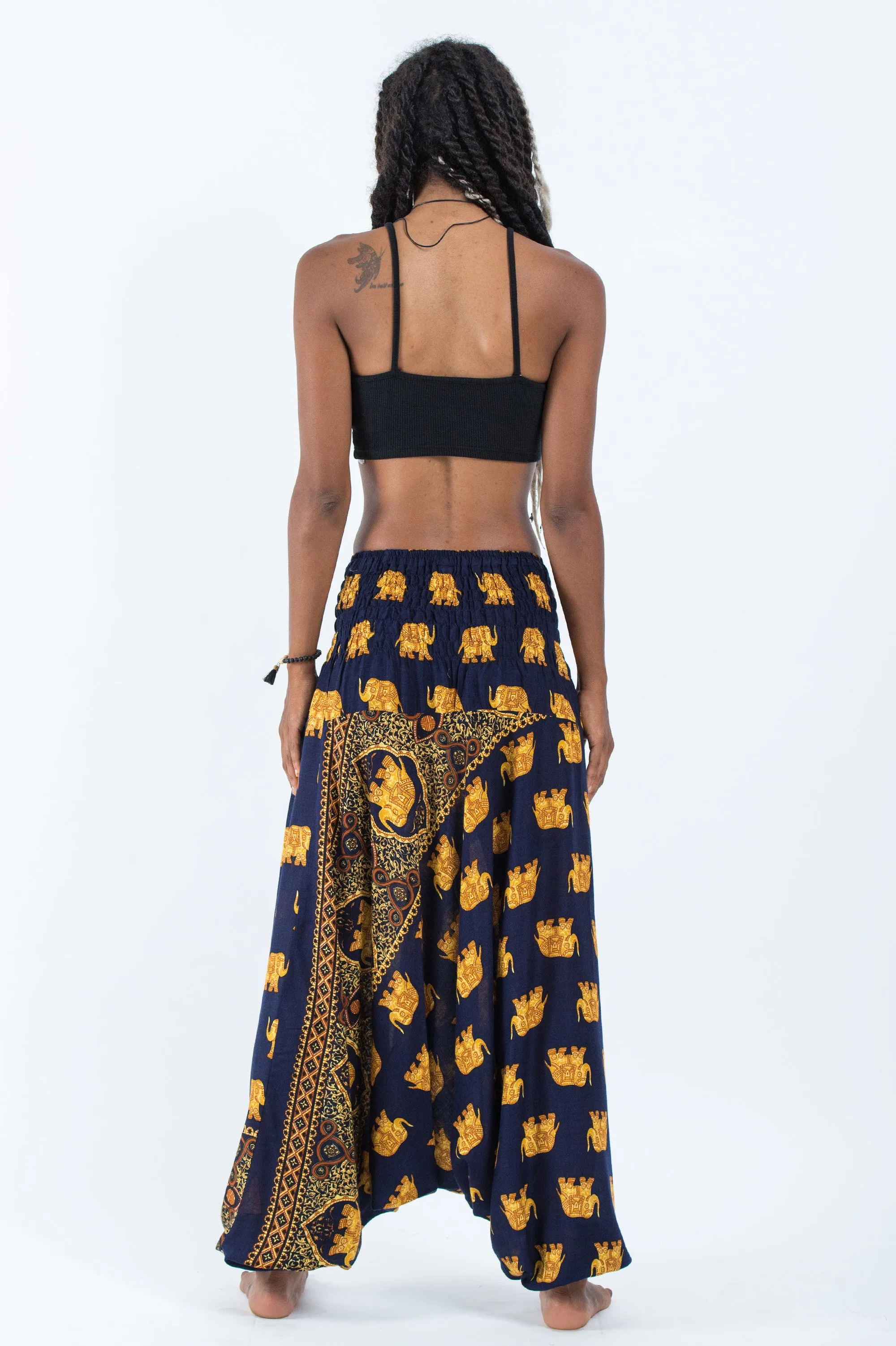 Golden Elephant 2-in-1 Jumpsuit Elephant Pants in Navy