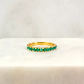 Green Agate Half Eternity Ring