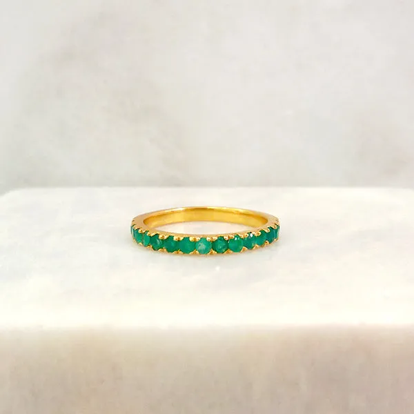 Green Agate Half Eternity Ring