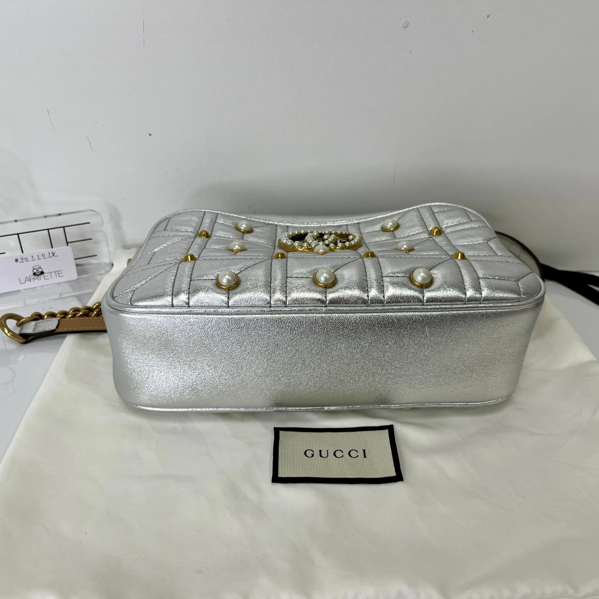 Gucci Pearl Studded GG Marmont Camera Bag