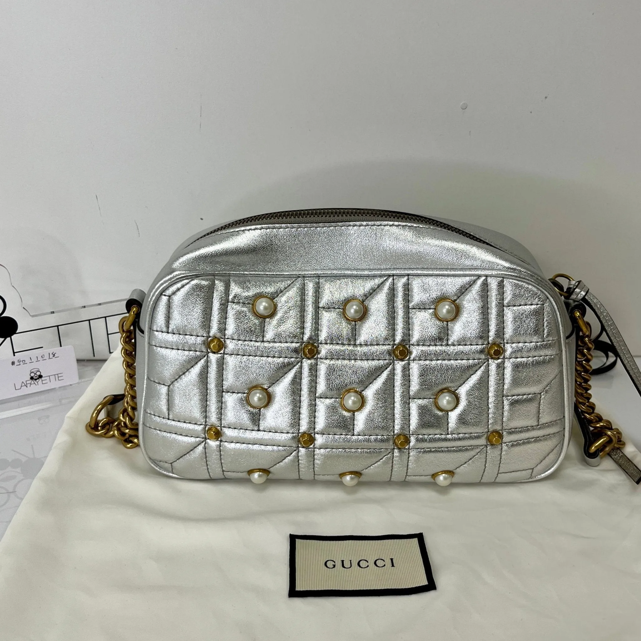 Gucci Pearl Studded GG Marmont Camera Bag