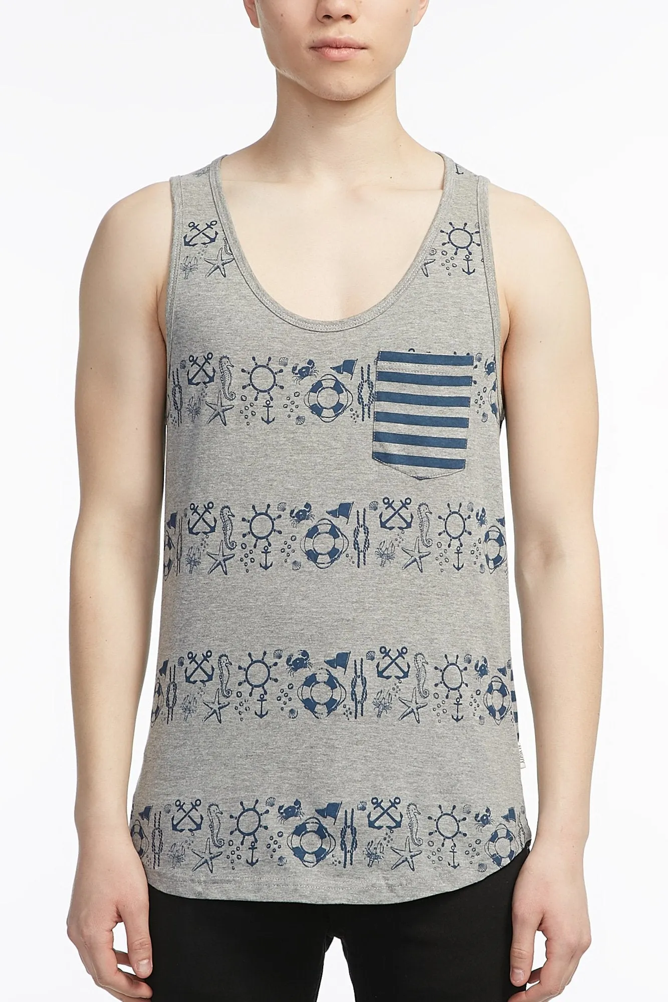 Guys Striped Pocket Tank