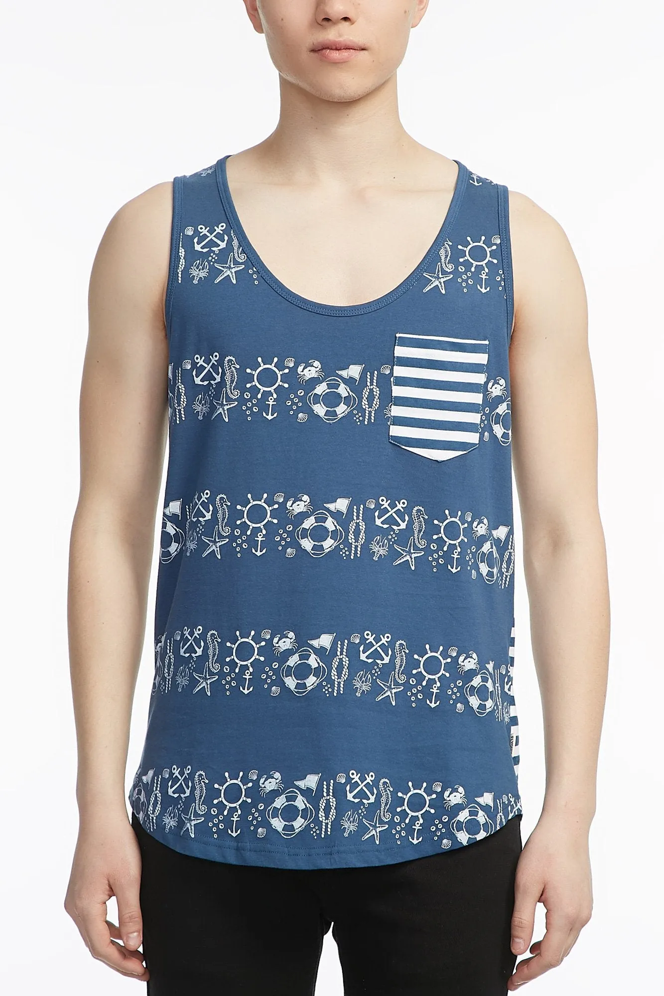 Guys Striped Pocket Tank