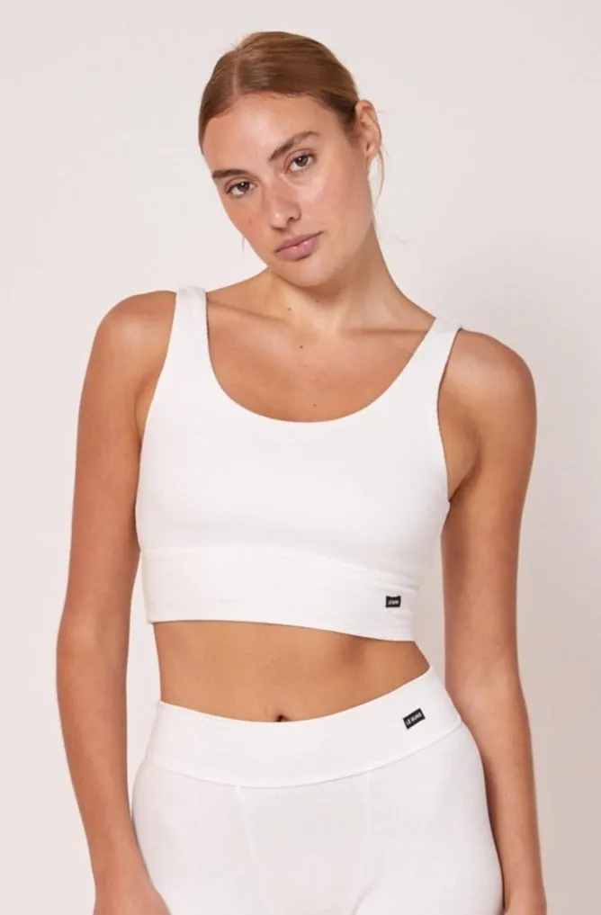 HARLOW ORGANIC COTTON LONGLINE CROP - IVORY RIB