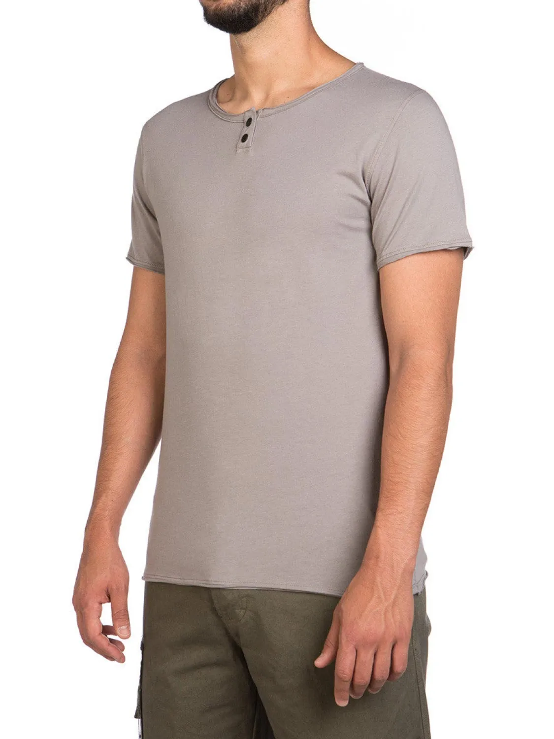 Henley Organic Cotton T-Shirt Grey