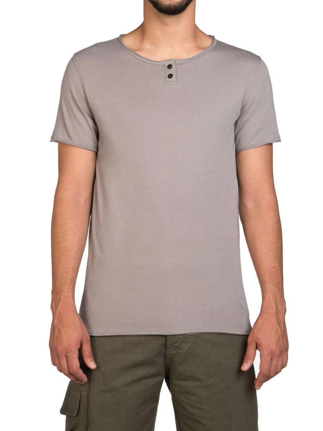 Henley Organic Cotton T-Shirt Grey