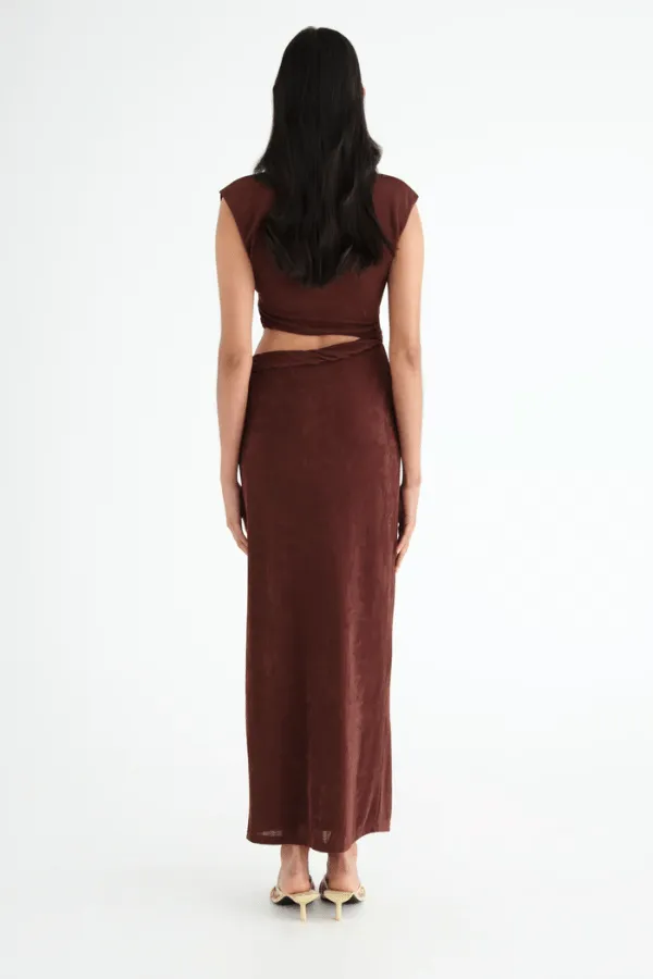 Henri Twist Maxi Dress Chocolate