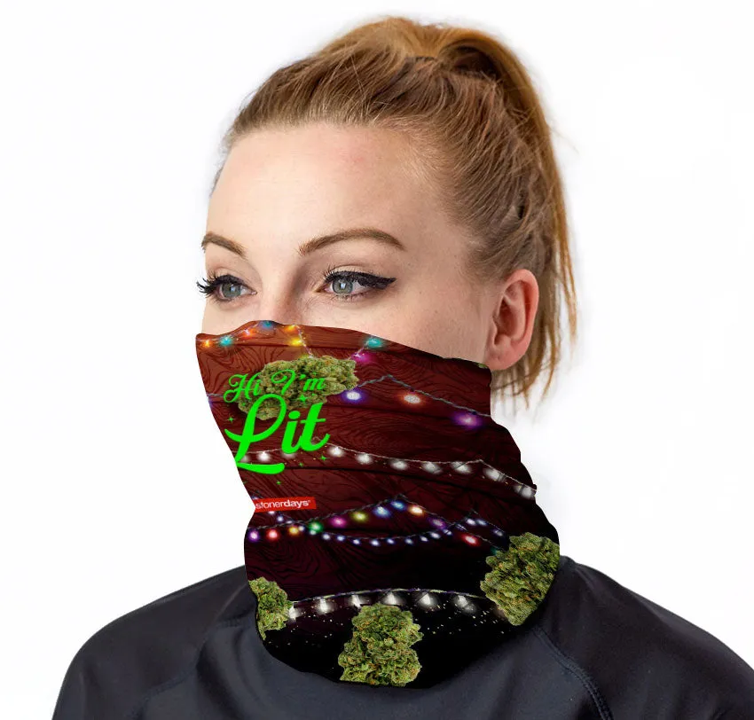 Hi Im Lit Christmas Neck Gaiter